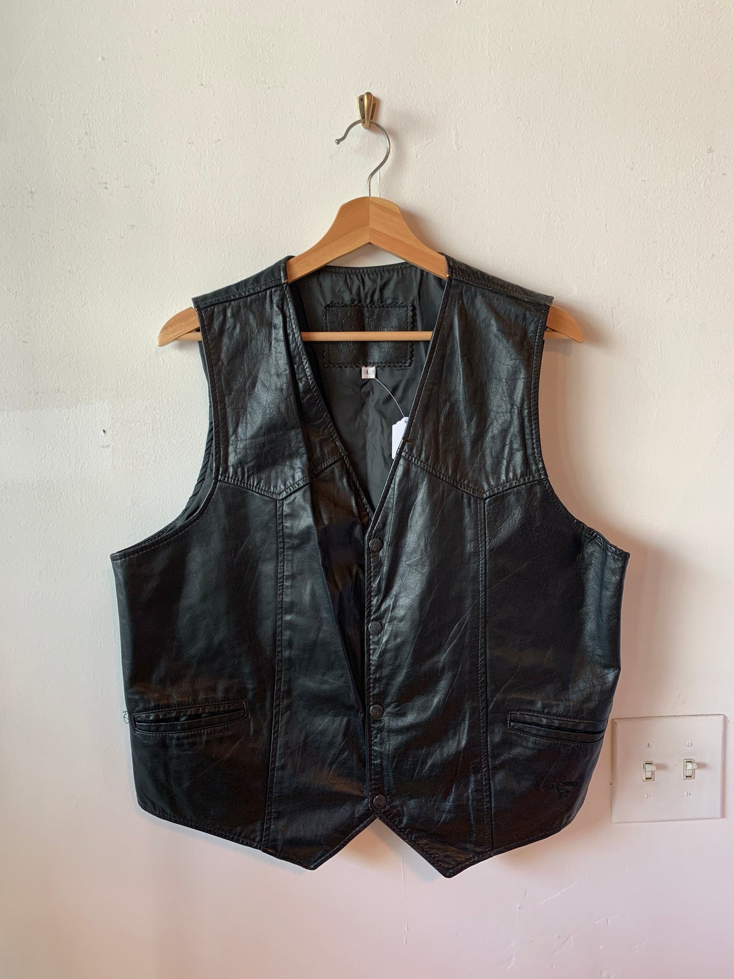 Vintage Black Leather Vest