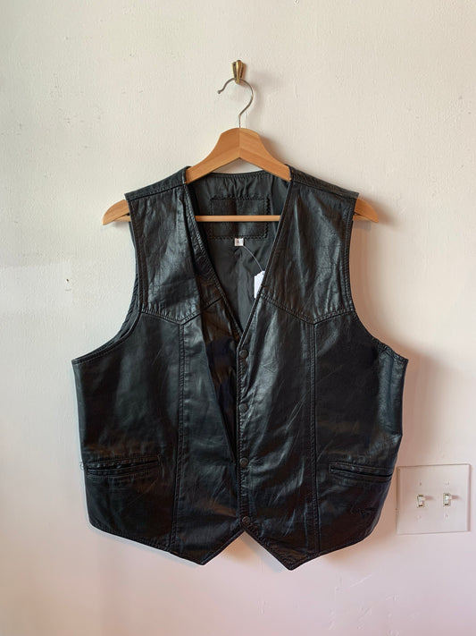Vintage Black Leather Vest