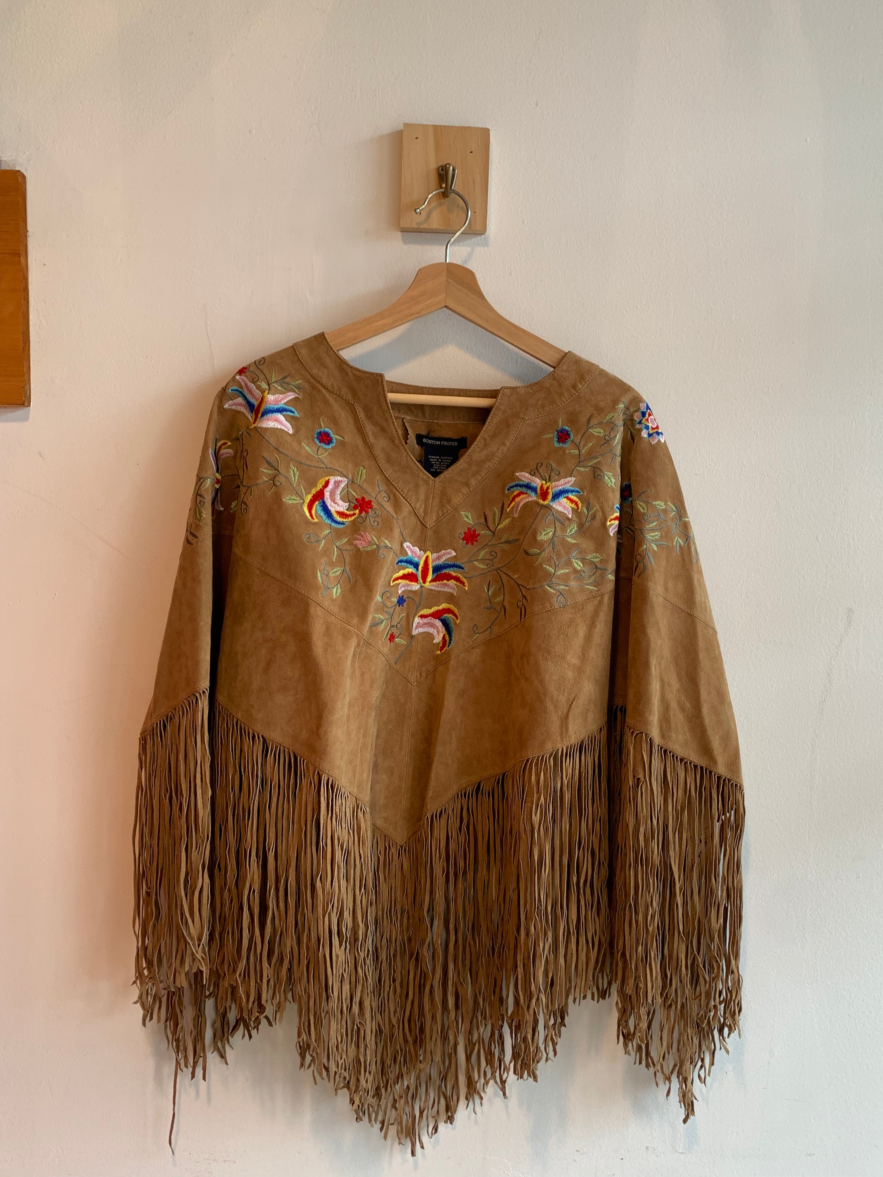 Boston Proper Suede Leather Poncho