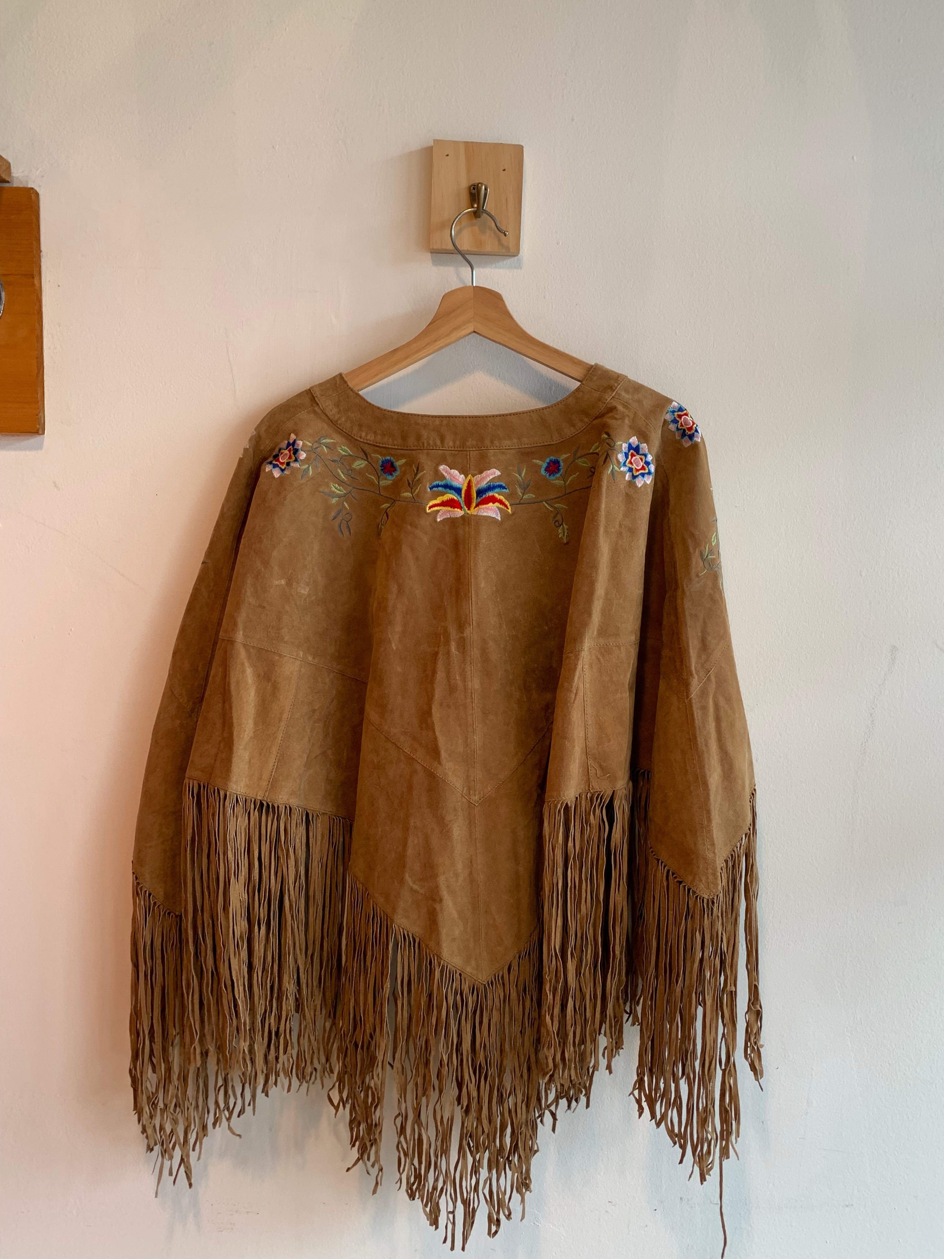 Boston Proper Suede Leather Poncho