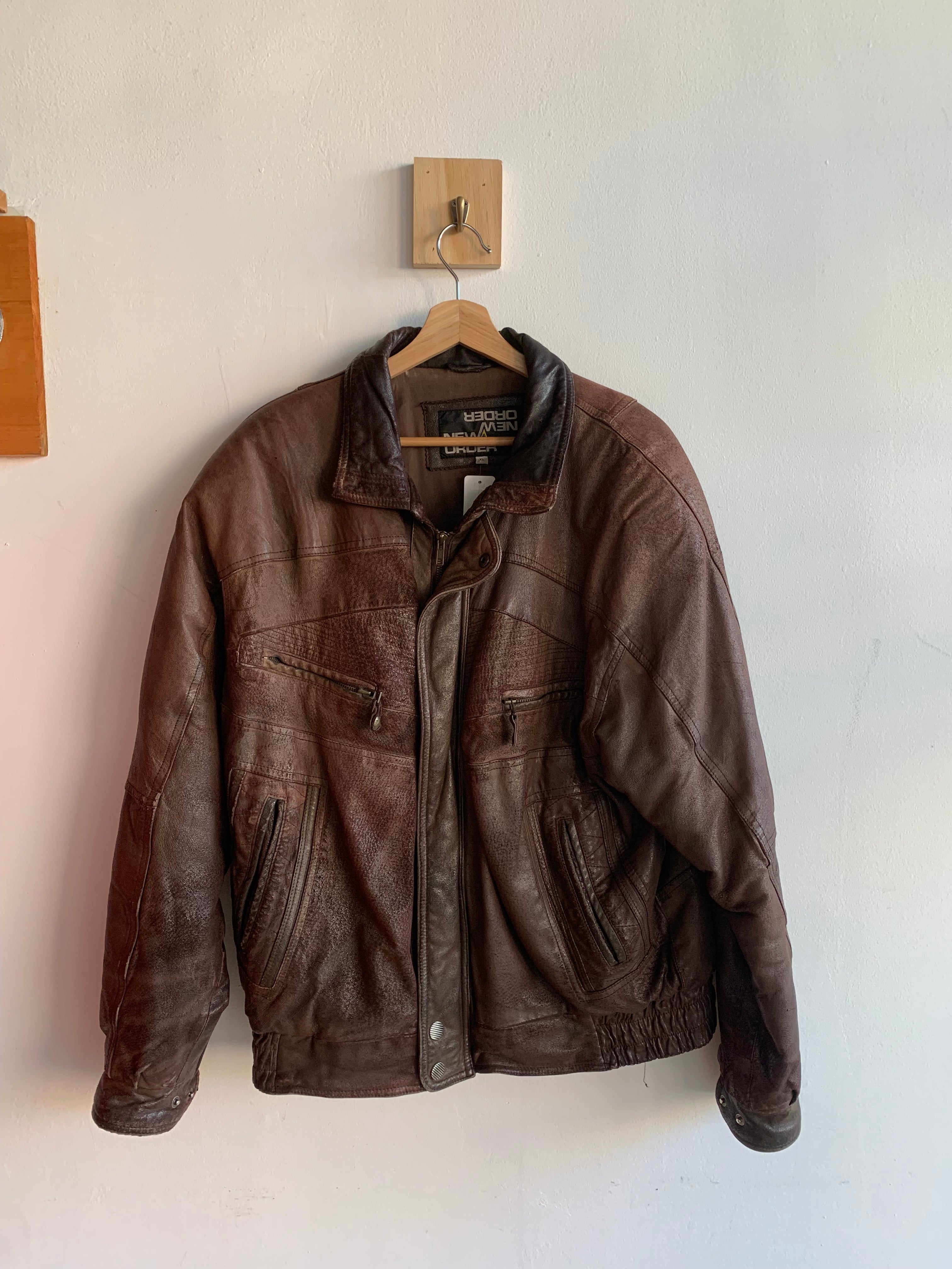 Vintage New Order Leather Bomber Jacket