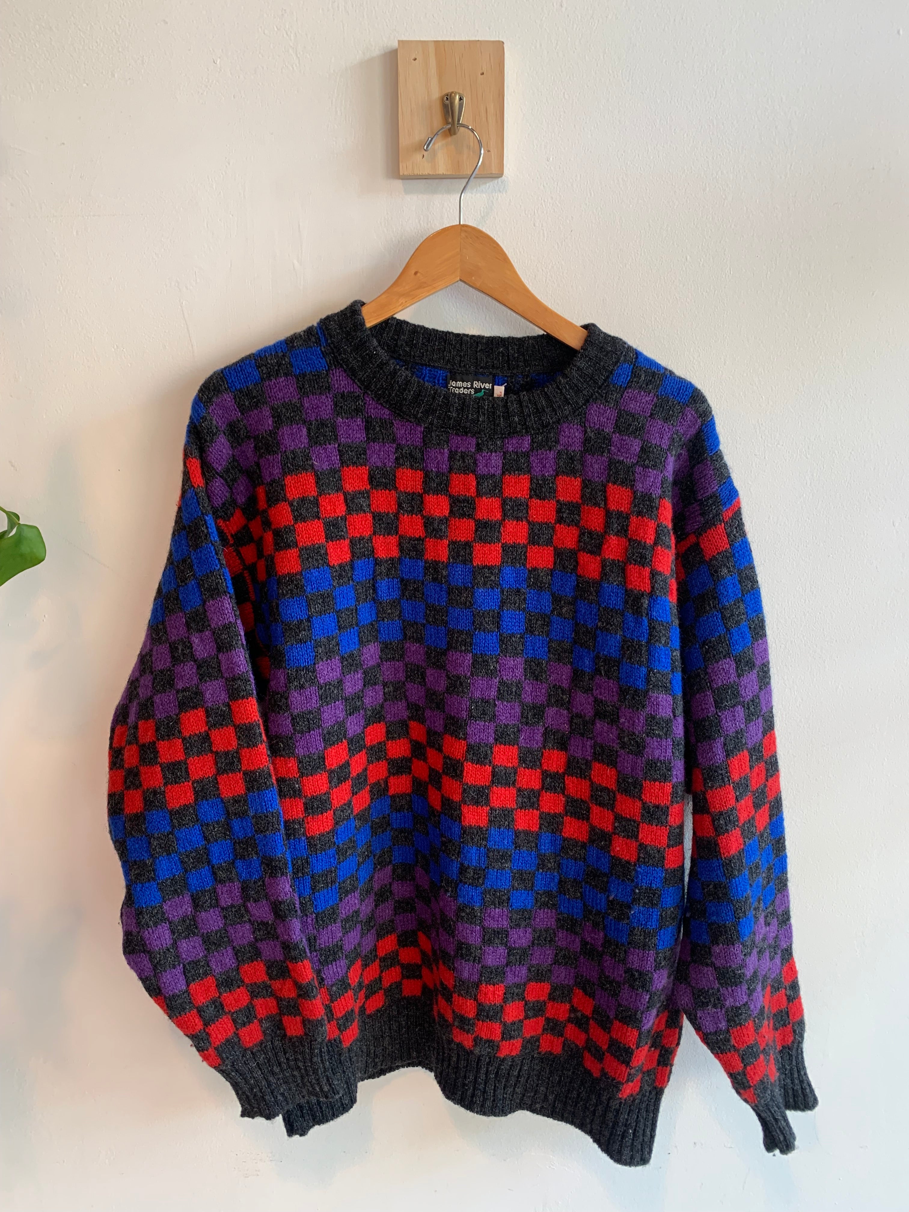 Vintage Checker Pattern Sweater
