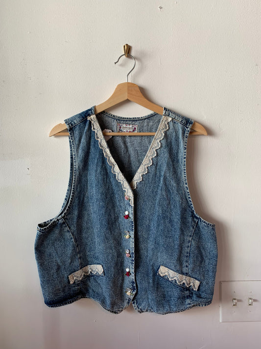 Vintage Cherokee Lace Floral Vest