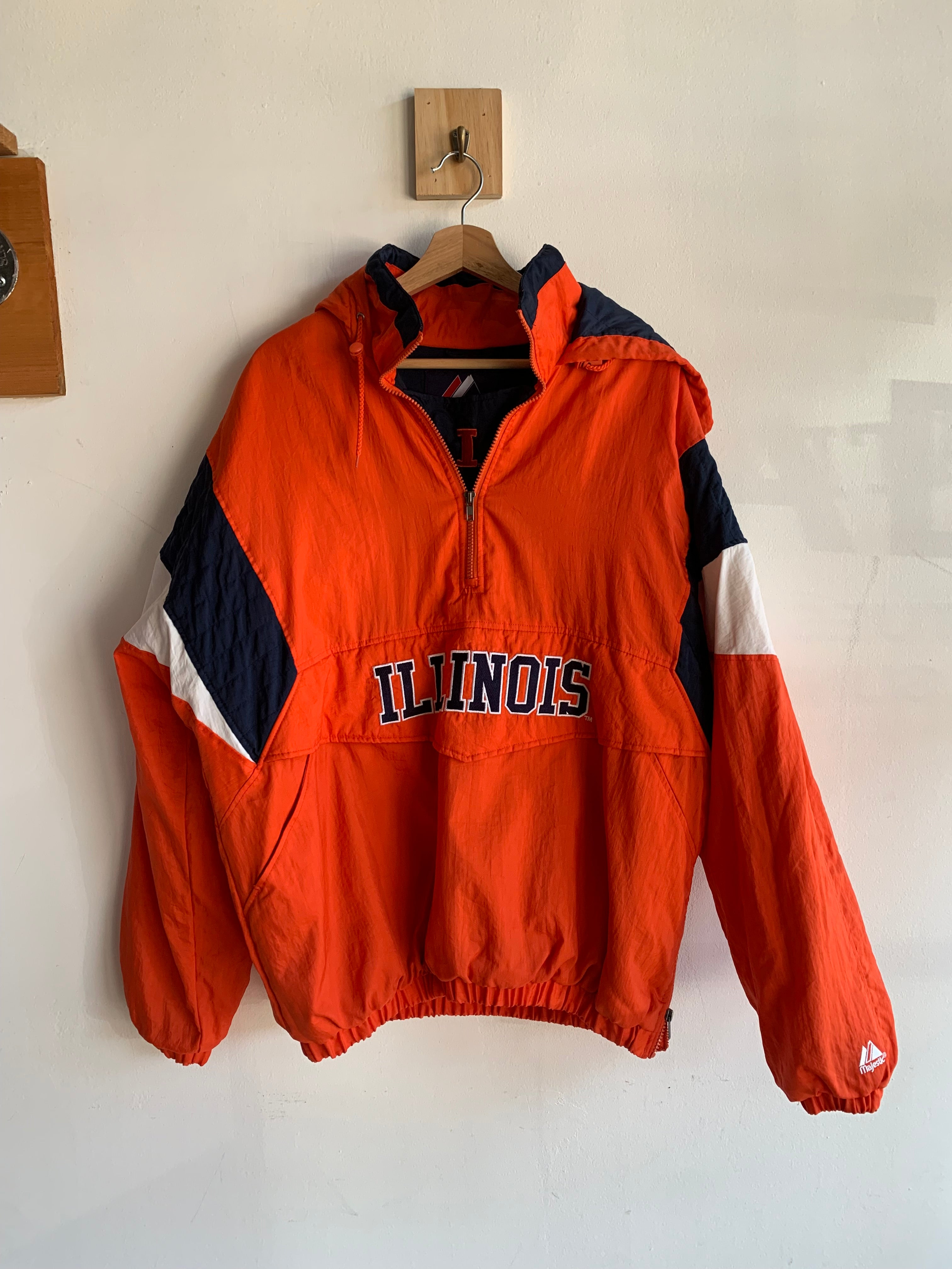 Vintage Majestic Illinois Hooded Pullover Jacket