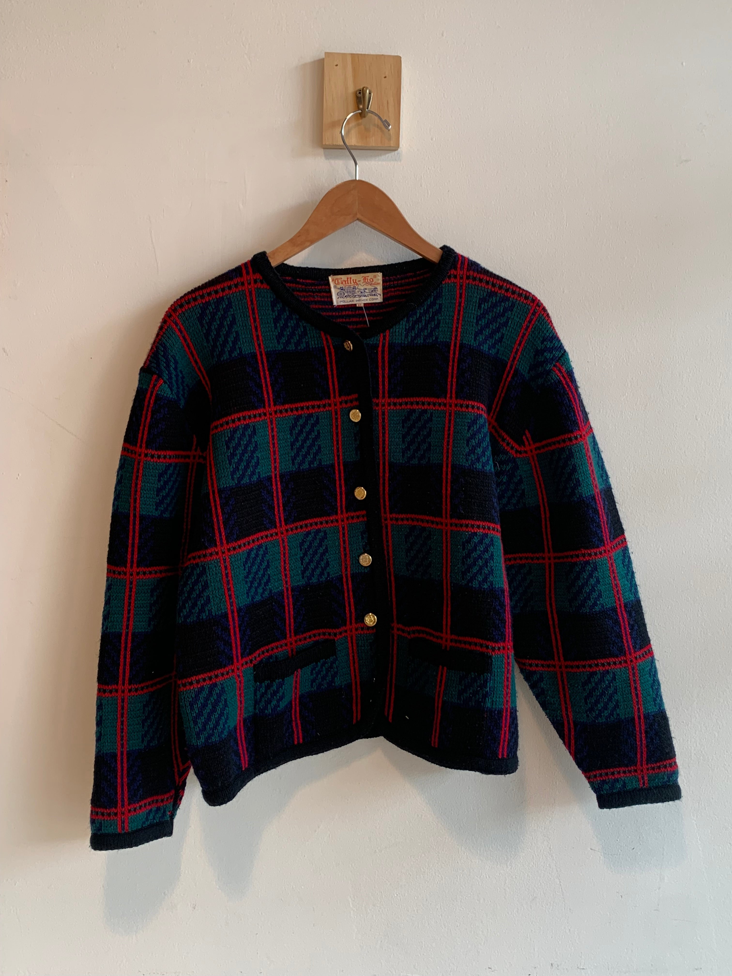 Vintage Tally-Ho Plaid Sweater