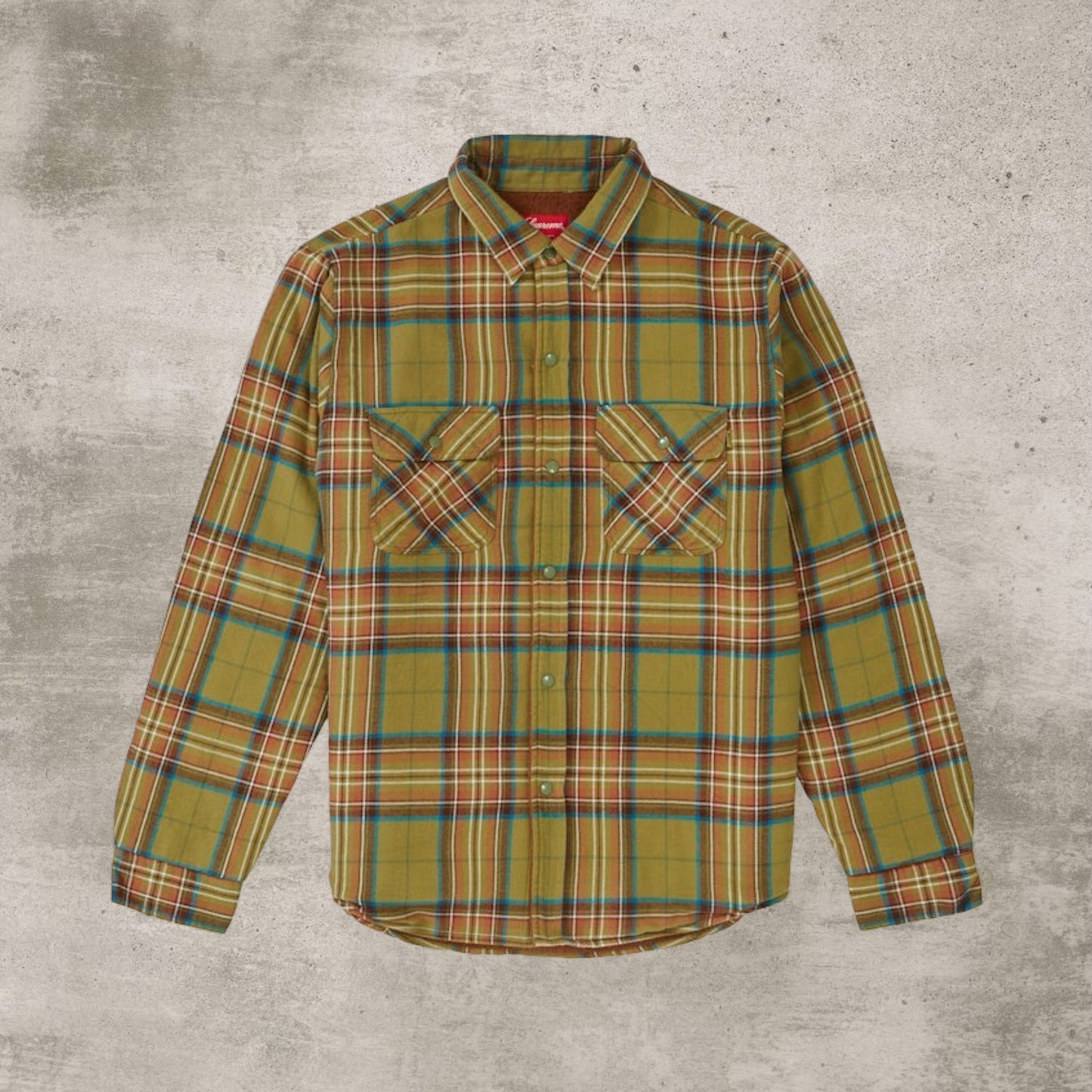 Supreme Pile Lined Plaid Flannel Shirt Olive