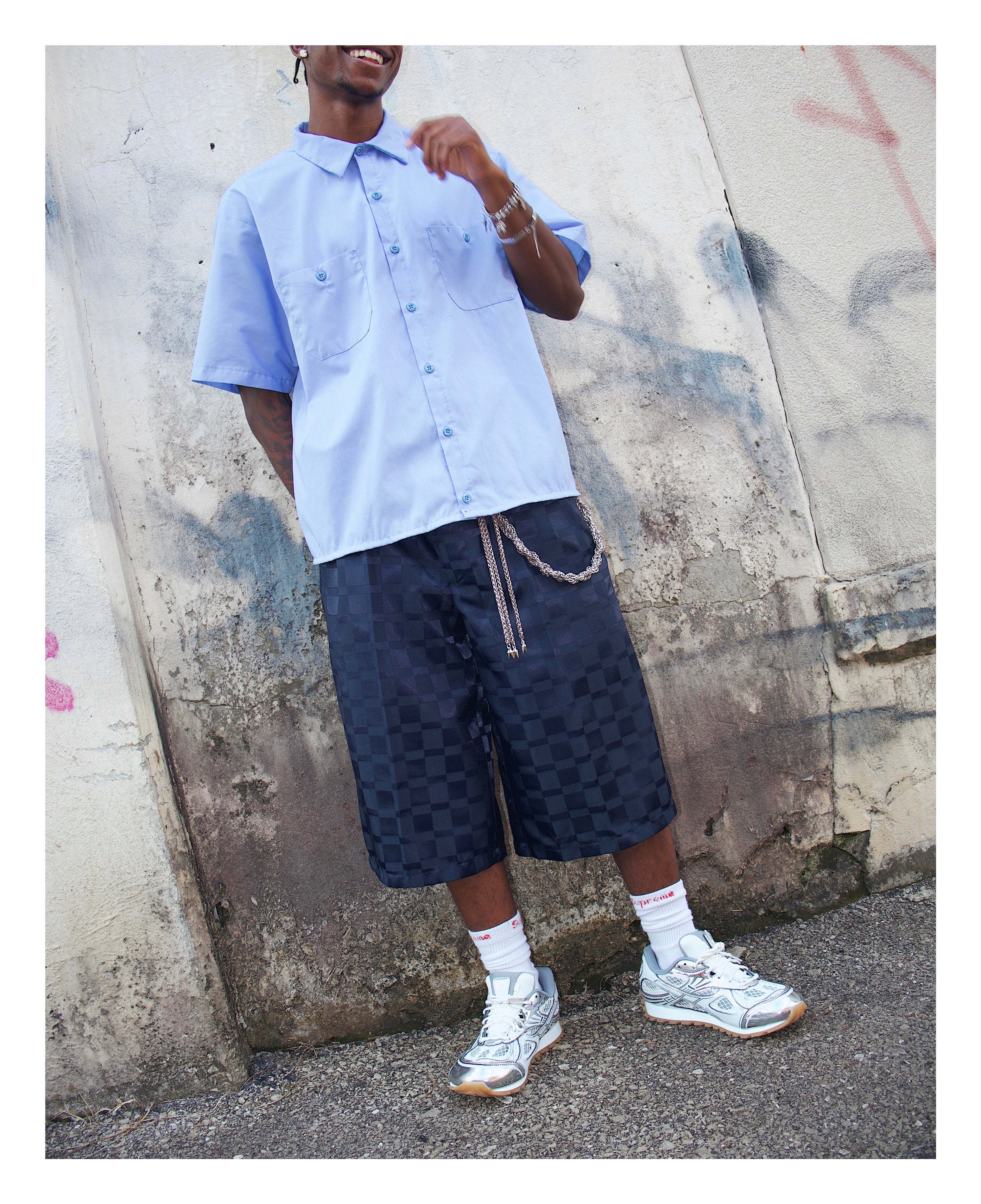 Up-cycled Checkered Capri Pants